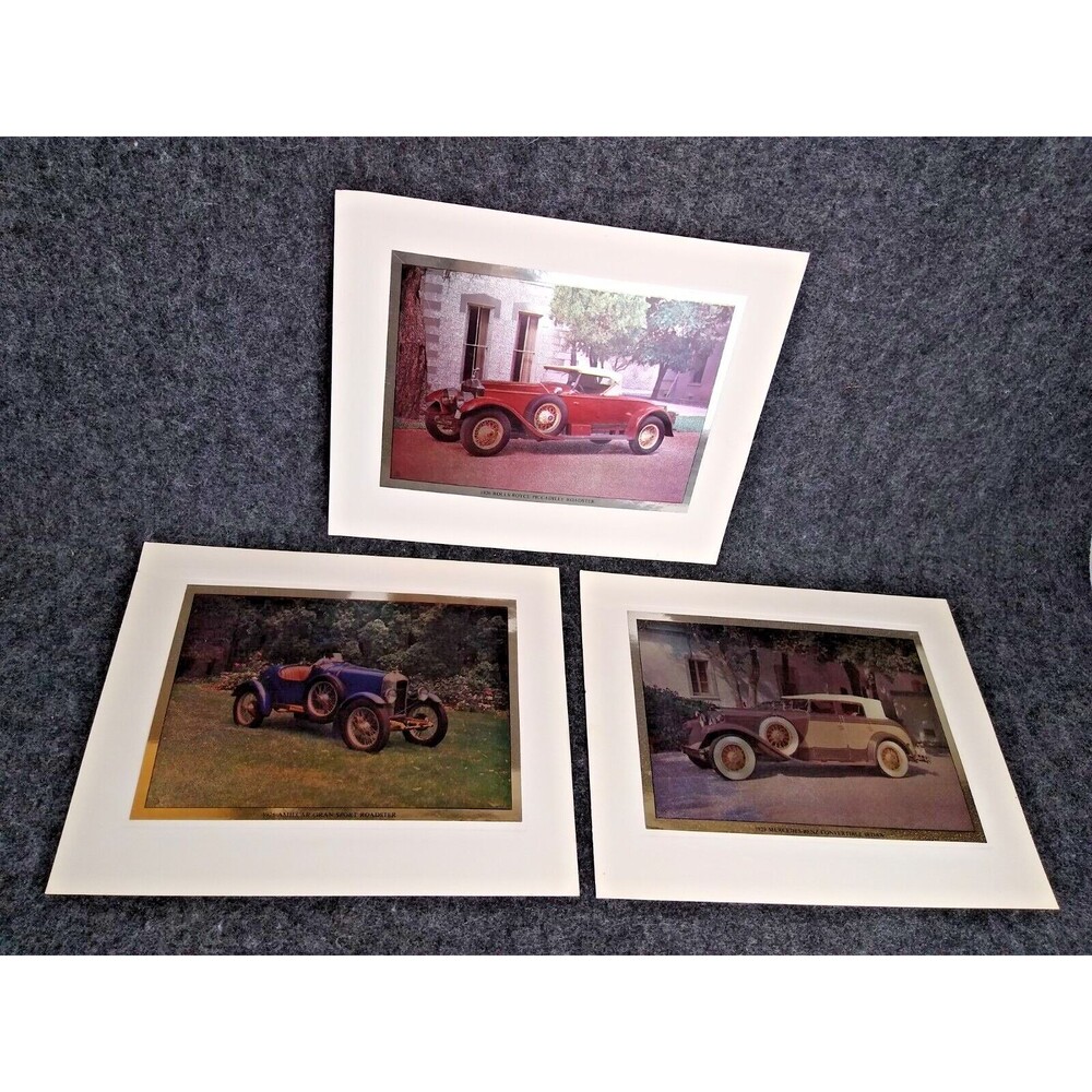 Vintage Cars Foil Print Lot 8x10 Unframed Rolls Royce Mercedes Amilcar Roadster